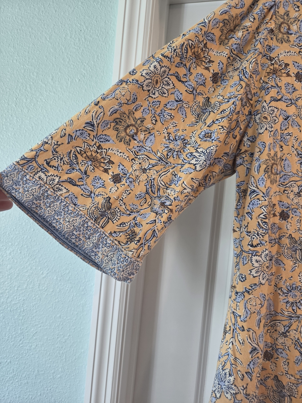 J. Jill Floral Boho Tunic Blouse 3/4 Sleeve Split Neck Relaxed Fit Size Large - Picture 4 of 6